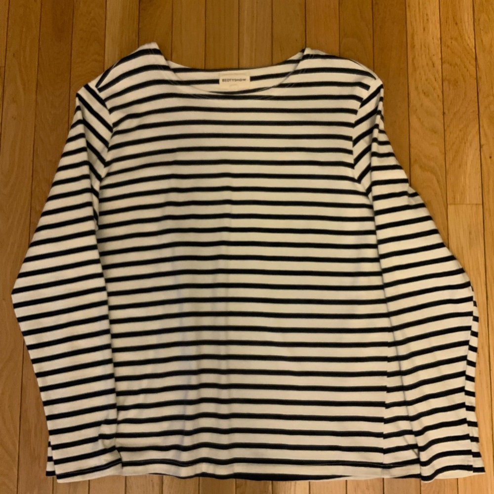 Long Sleeve Black and White Striped Shirt XXL